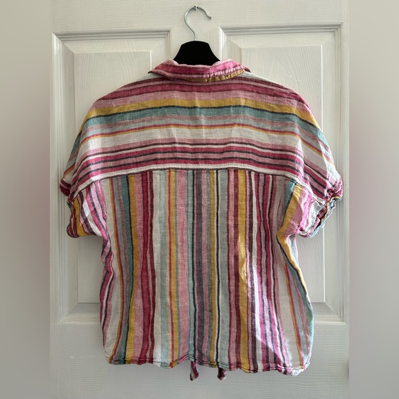 BeachLunchLounge Retro Tutti-frutti Stripe Linen Blend Size S/P - Picture 2 of 7